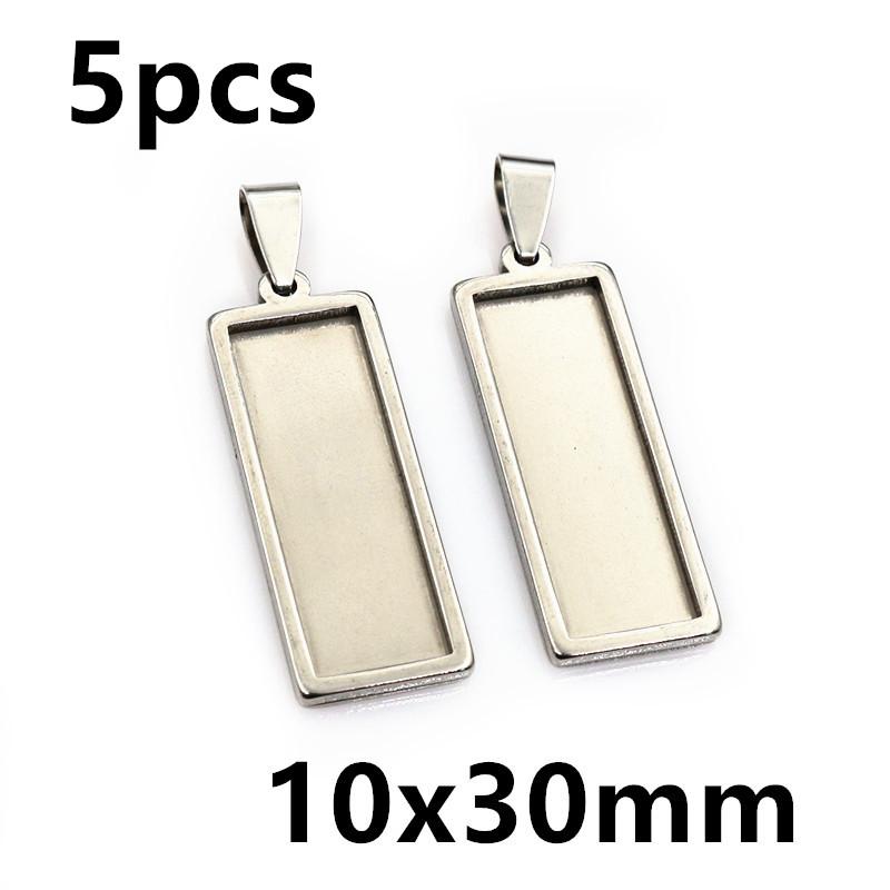 5-10pcs Rectangle Pendant Cabochon Base Blank Setting Tray Stainless Steel DIY Jewelry Making Accessories for Necklace Earrings