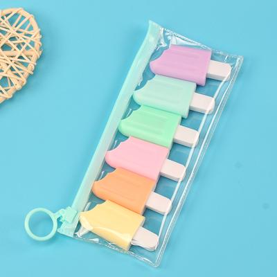 6 Pieces /Pack Lytwtws Charming Kawaii Iscream Ice Cream Candy Color Highlighter Office School Supplies Gift