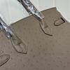 Ostrich Pattern First Layer Cowhide 30CM Platinum Bag High Quality (J15-30BK)