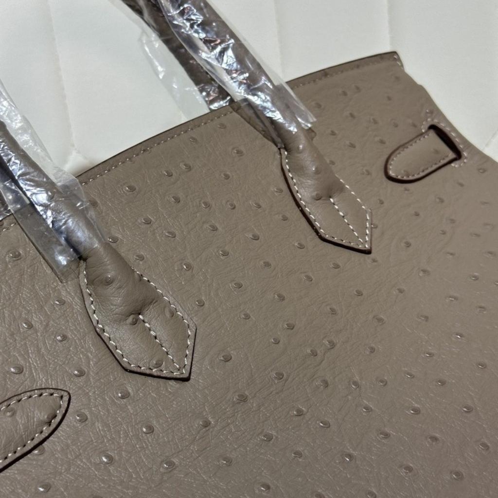 Ostrich Pattern First Layer Cowhide 30CM Platinum Bag High Quality (J15-30BK)