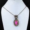 Amazing Rubellite & Moonstone Gemstone Handmade Pure Copper Wire Wrap Jewelry Pendant