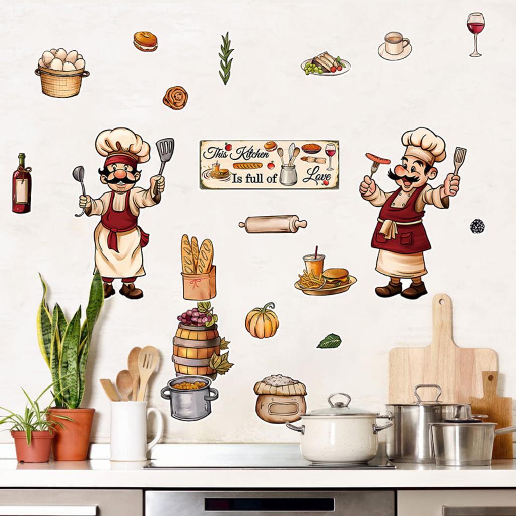 Kitchen Wall Decals, Self-Adhesive Food Stickers for Dining Room Home Decor