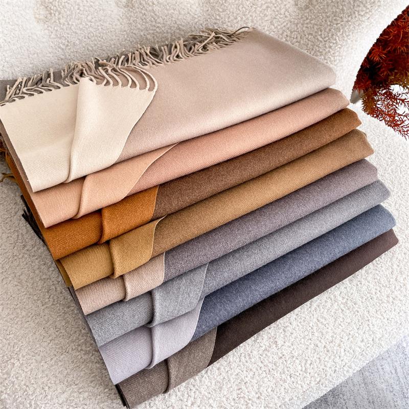 New Luxury 38 Color Winter Scarf for Women Long Warm Cashmere Scarves Hijab Lady Solid Shawl Wrap Pashmina Bandana Head Scarf