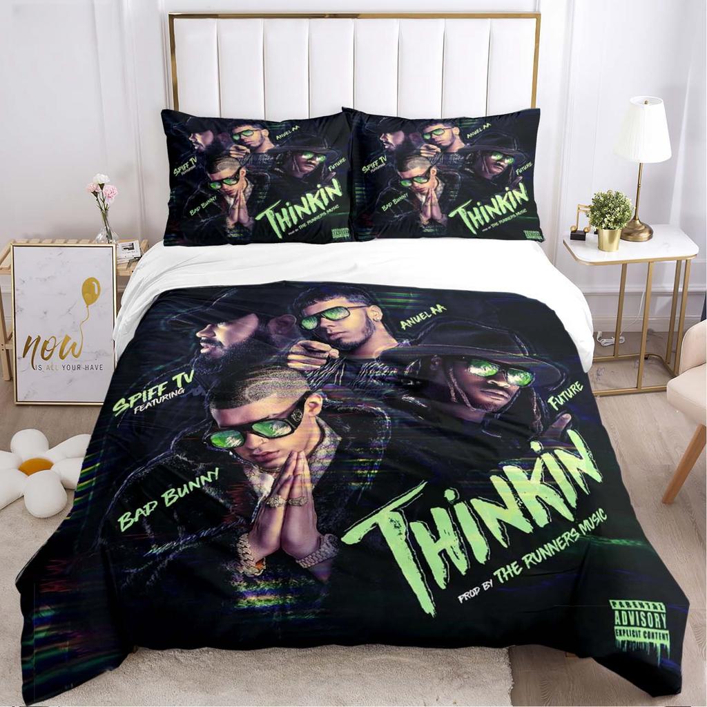 Anuel AA Rapper Hip Hop Singer All Season Duvet Cover Bedding Set Soft Quilt Cover and Pillowcases Teen Single_Double_Queen_King
