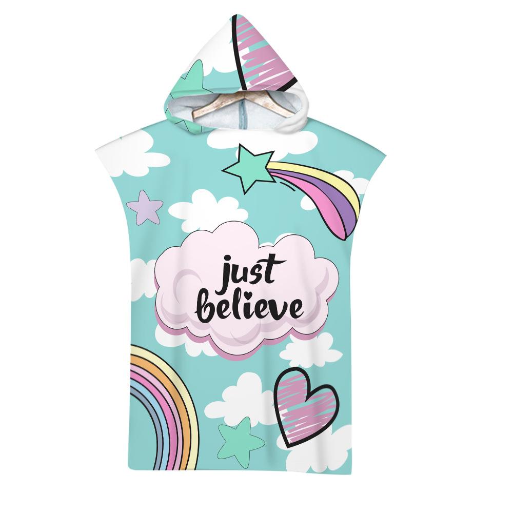 Unicorn Hooded Cloak Pink Quick Dry Large Beach Bath Towel Microfiber Wetsuit Adult Child Parent-Child Changing Poncho Bathrobe