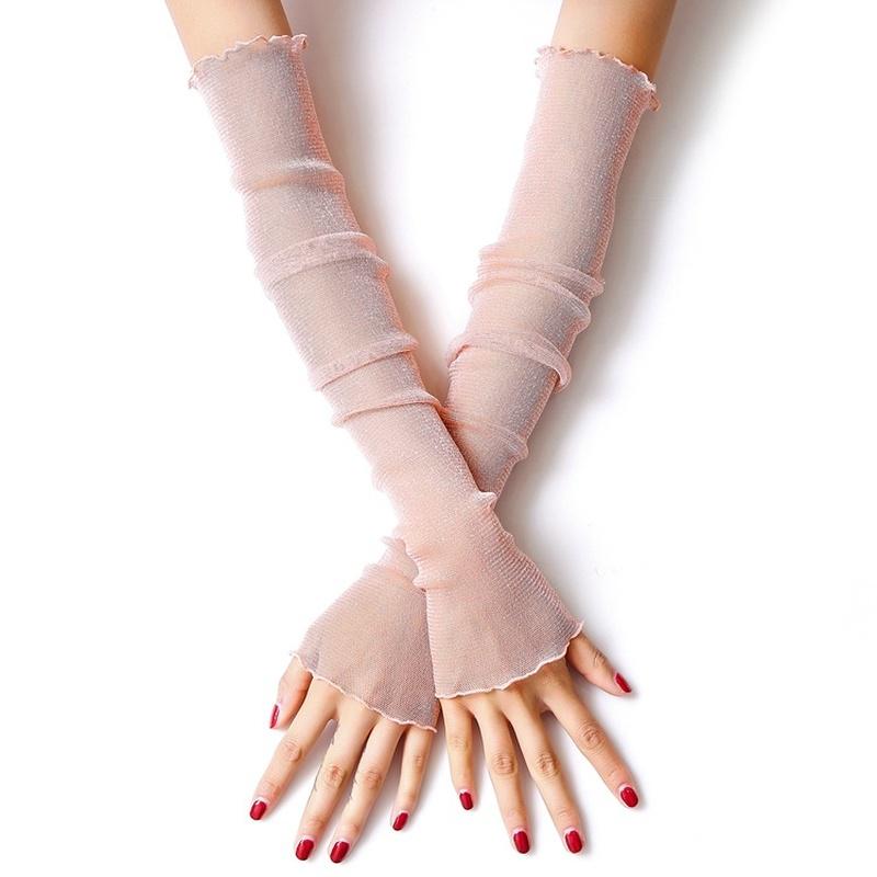 A Pair of Ice Sleeve Ice Silk Sun Sleeve UV Protection Female Driving Sleeve Lace Sleeve Foot Cover