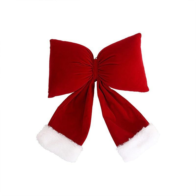 Christmas Solid Color Plush Bow Pendant Creative Festival Home Background Decoration Ornaments Party Atmosphere Supplies