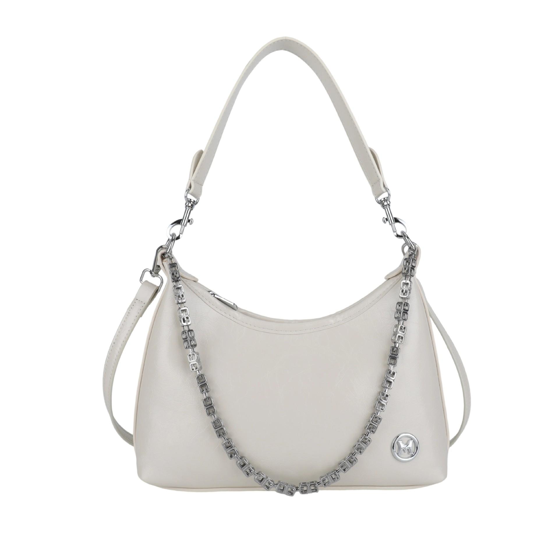

New bag simple shoulder armpit bag chain messenger bag women s commuter large-capacity tote bag бежевий