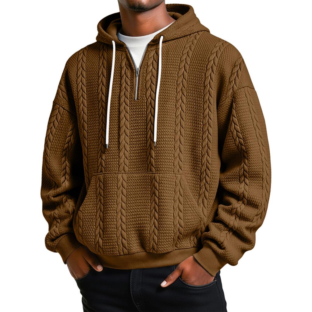 Men's Leisure Print Half Zipper Hooded Hood Hoodie