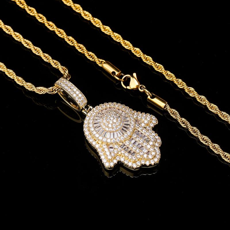 Men's Trendy Retro Fatima Hand Zircon Necklace