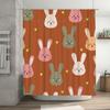 Animal Print Shower Curtains Cute Bunny Rabbit Design 180Gsm Polyester Fabric Waterproof Home Decor Item For Bathrooms Orange Co