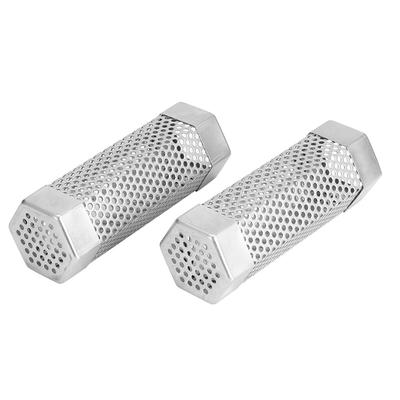 2 Pièces Tube Fumeur pour Barbecue Tube en Maille Pellets Boîte à Fumée 6 pouces Acier Inoxydable Accessoire de Barbecue Hexagonal