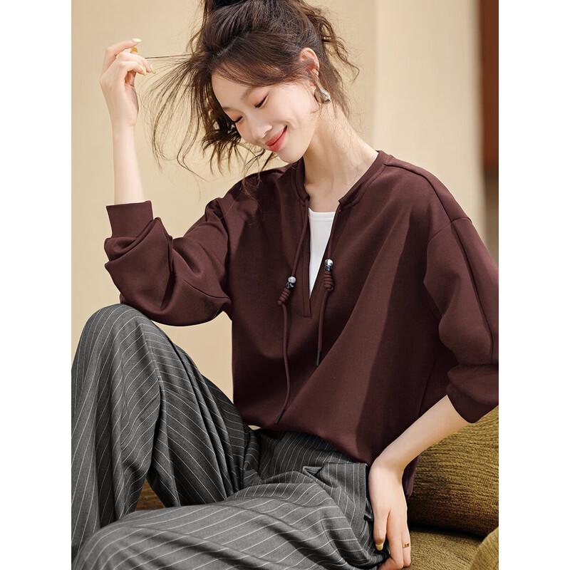 Women s V-Neck Color Block Loose Sweatshirt M