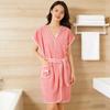 Women's Coral Fleece Tie-Up Bathrobe - Wearable Towel Wrap for Summer and Dormitory Use