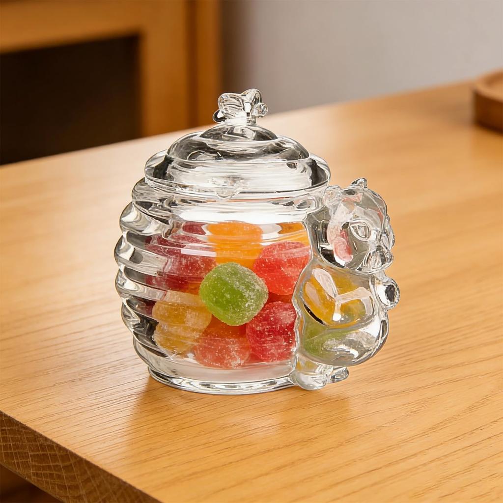 200ml Clear Glass Canister with Lid for Sugar Cubes, Snacks, Nuts, and More. Cute and Charming for Kitchen Storage. Includes Stainless Steel Tongs.