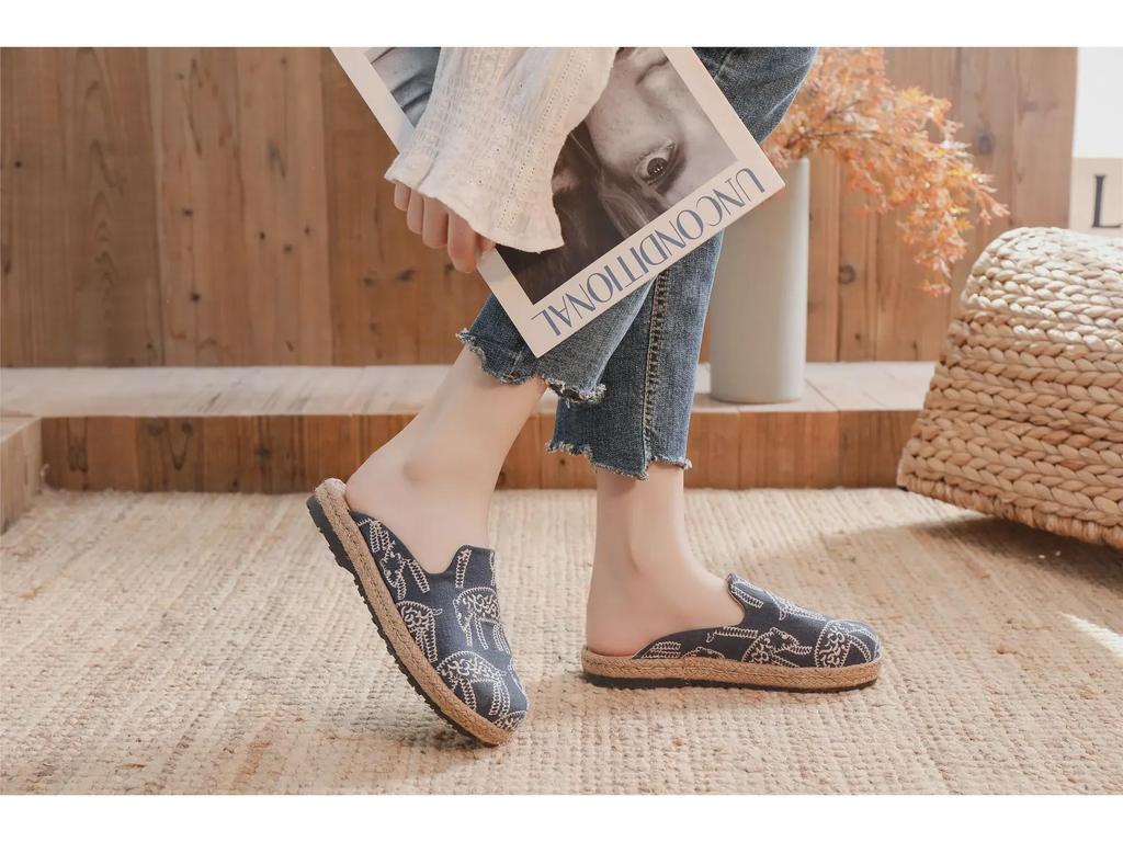 Spring 2021 Women's Linen Plaid Shoes - Breathable Sewing Line Mori Girl Style