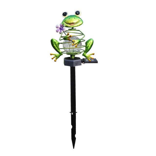 Ny Utendørs Solar Frosk Ornament Lampe Smijern Uthult Metall Solcelledrevet LED-lampe Utendørs streng Plen Hagedekorasjon