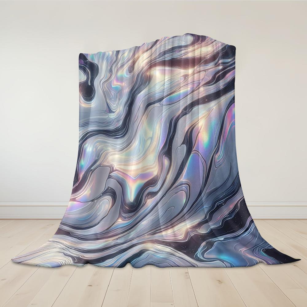 Iridescent Marble Swirl Flannel Blanket Warm Soft Halloween Christmas Couch Warm Cozy Decorative Decor Gift for All Season