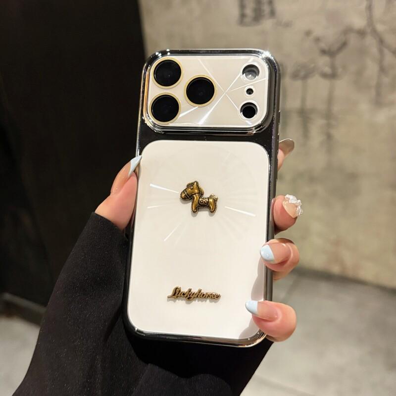 

Little Gold Horse Star Magnetic Phone Case for Apple 17 Pro with CD Texture Aurora Lens, Full Coverage, Compatible with Apple 15 iPhone 15 Pro