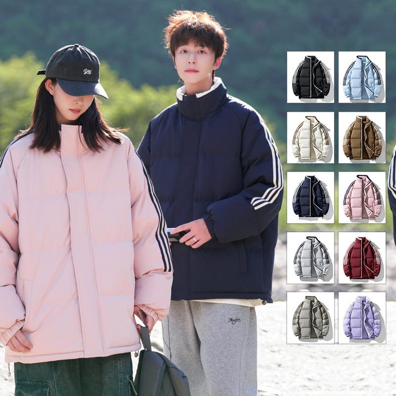 Striped Hooded Cotton-padded Coat Men's Winter New Loose High Street Fashion Youth Casual Warm Cotton Jacket