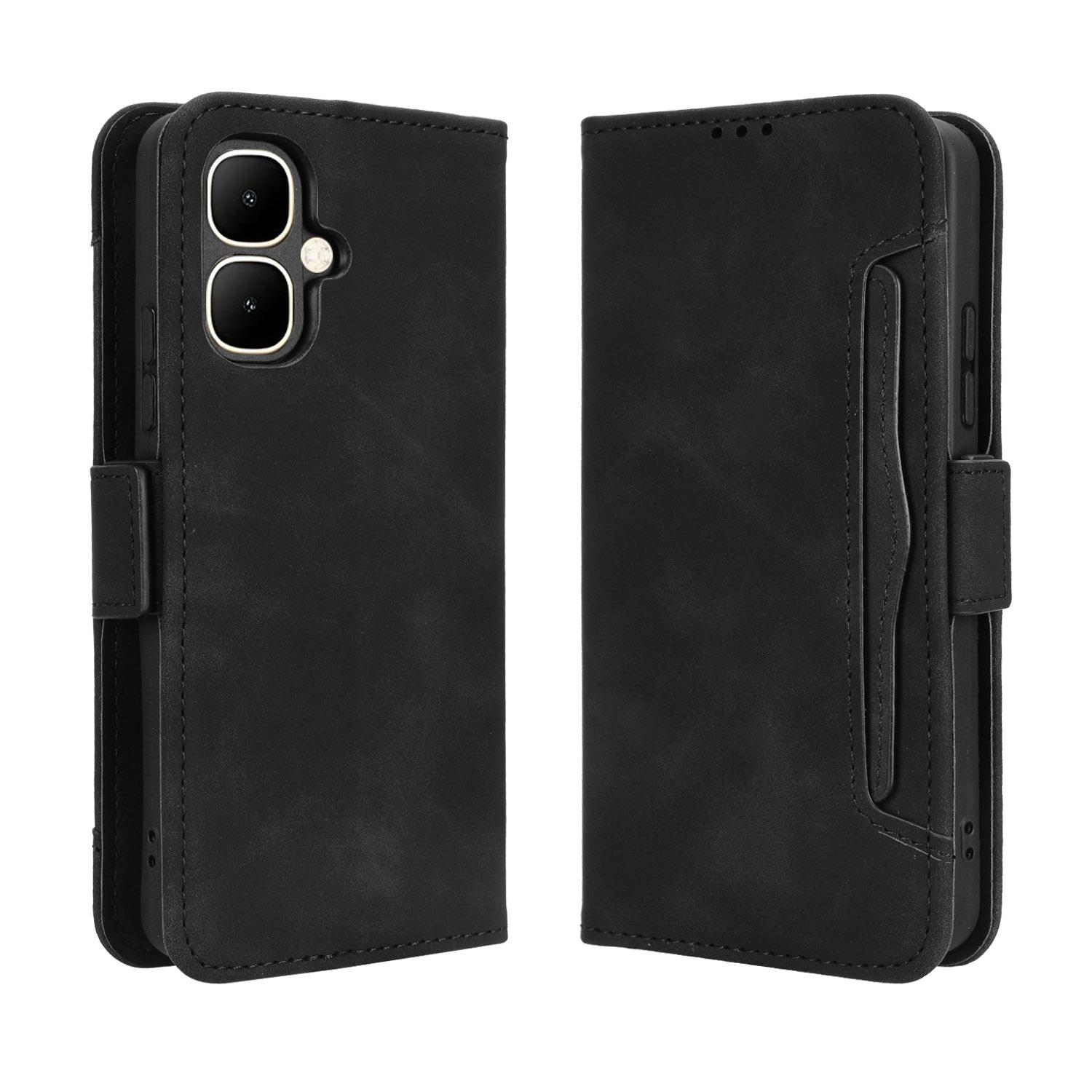 

For TECNO Pop 10/Infinix Smart 10 Leather Case Phone Wallet Cover with Multiple Card Slots Black