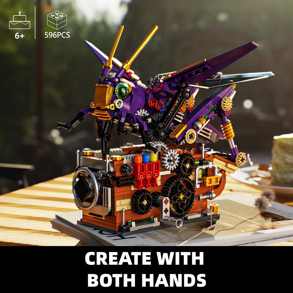 596PCS Mechanical Grasshopper Model Creating Modules Sets Rotatable DIY Learning Toy Sets Xmas Birthday Celebration Present Gifts