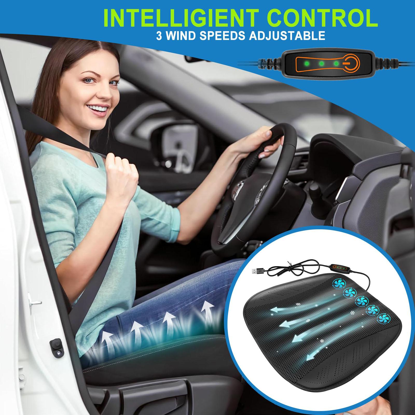 USB  Seat Cushion, Ventilated  Seat Cover 5 Fans, Portable  Pad Chair Cushion, Universal Seat Cooler for Vehicle  Chair Truck Outdoo