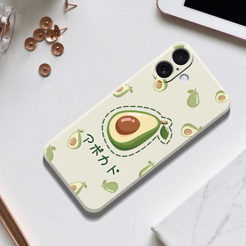 For iPhone 17 Case Avocados Pattern Printing Straight Edge TPU Phone Back Cover