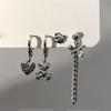 Heart-shape Drop Dangle Earrings Aesthetic Metal Ear Buckles Cherry Zircon Bear Rabbit Tassel Earring Asymmetry Jewelry