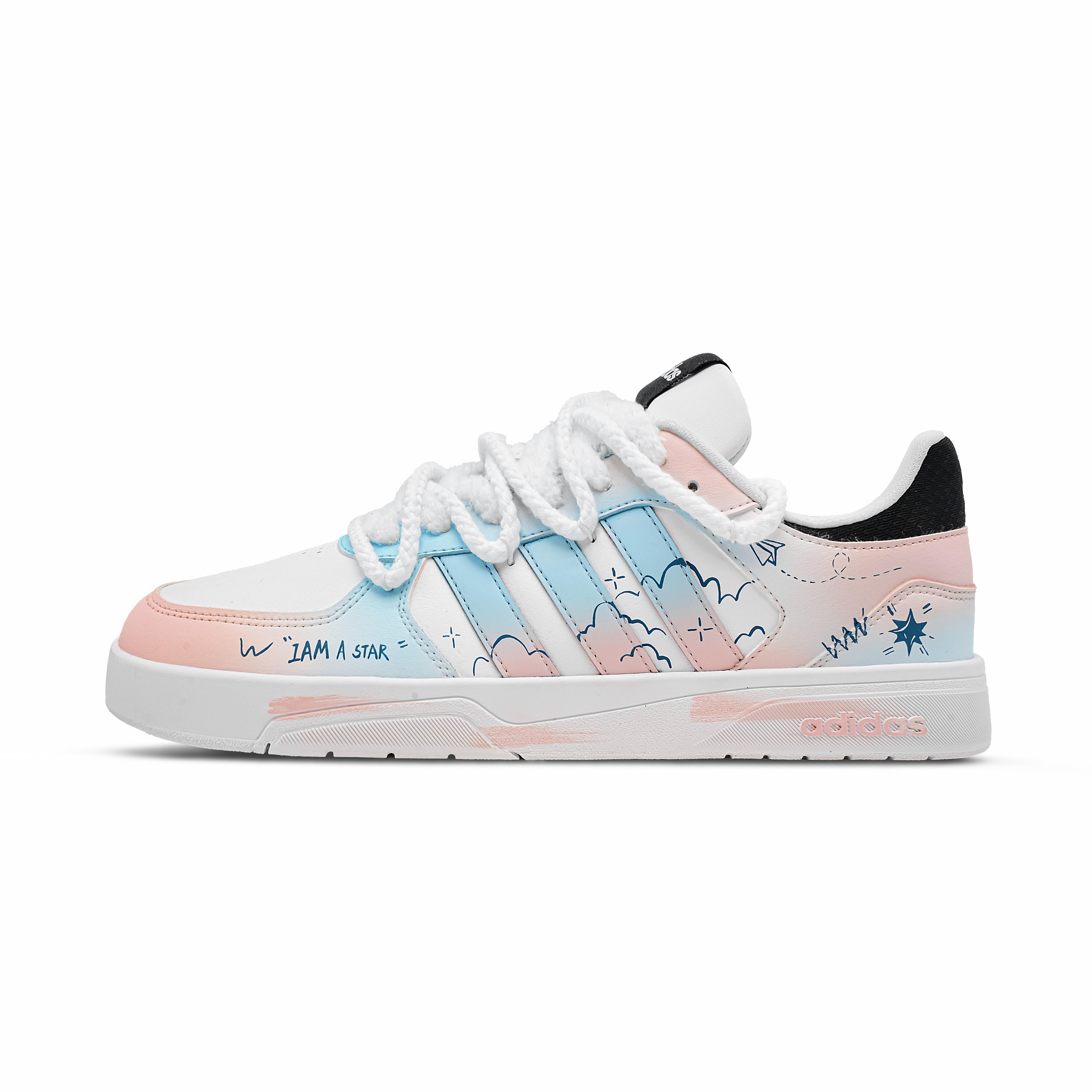 

Adidas Neo Courtbeat Cloud Star Sweet Paint Thermal Low top Skateboard Shoes Unisex Pink Blue JS3010(Team1602-) 35⅔