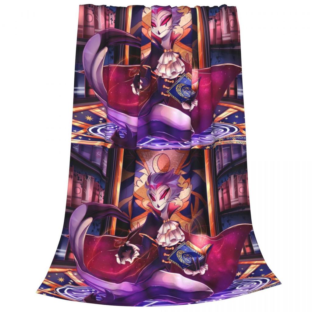 Shy Loona Flannel Throw Blankets Helluva Anime Blanket for Home Bedroom Soft Bedspread
