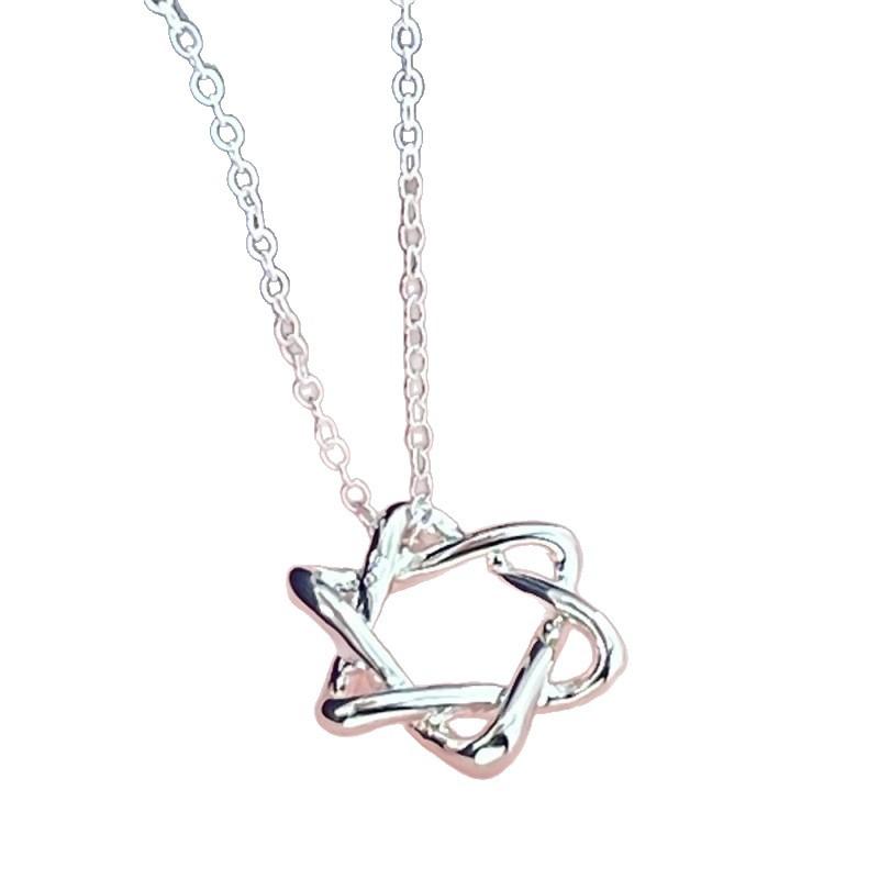 925 Silver Necklace 45CM Six-pointed Star Pendant Necklace for Women Simple Fashion Necklace Anniversary Jewelry Gift