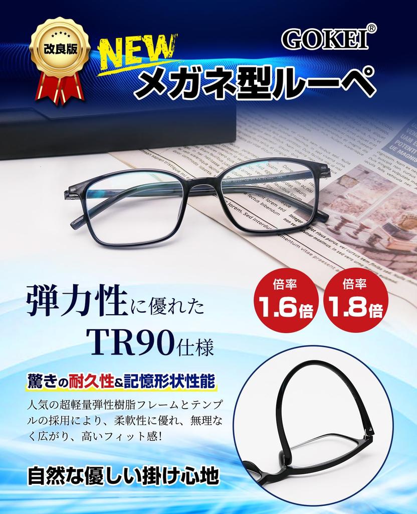 GOKEI Magnifying Glasses, Loupe Glasses [1.6x Magnification, Lightweight, Blue Light Blocking, 7-Piece Set] Magnifying Glasses, Loupe-Style Glasses,