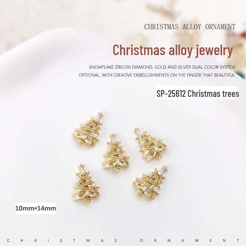 

Праздничные нейл-шармы: Дизайн «Снежинка», «Жемчужина», «Дерево» и «Перчатка» - 2 металлические декорации из сплава