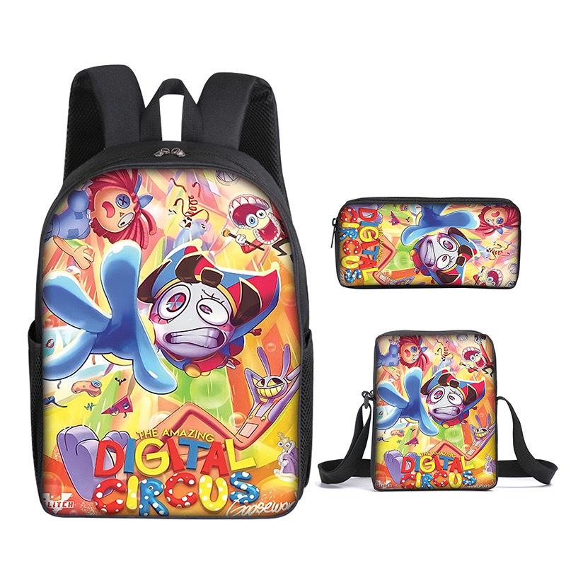 Magic Digital Circus School Bag The Amazing Digital Circus Elementary School Backpack Three-Piece Set pencil bag