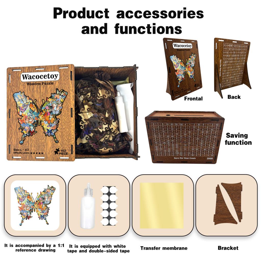 Butterfly Puzzle Wooden Special-Shaped Splicing Toy Decorative Painting Gift Puzzle Decompression Puzzle