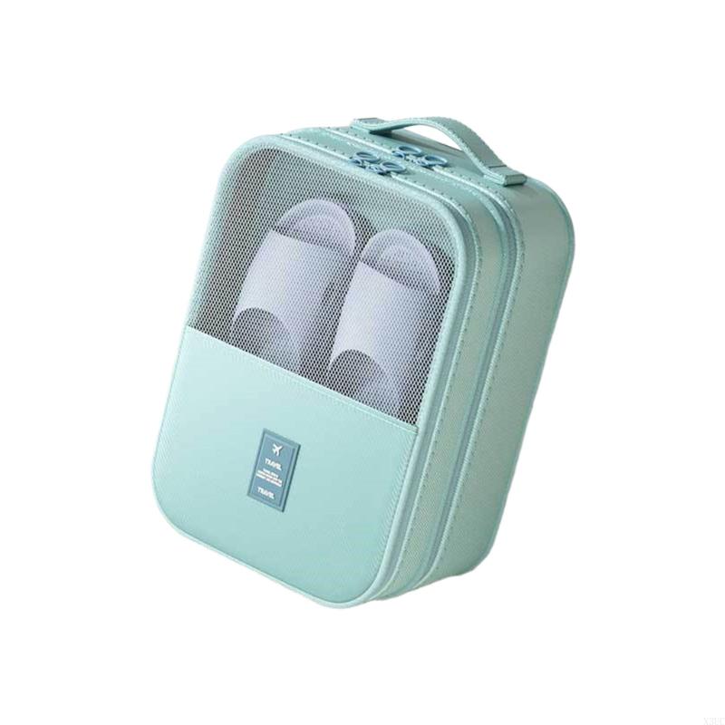 

Odor Resistant Shoe Travel Organizers Easy Cleaning Fabric Carry Handle Multi Pocket X3UC зелёный