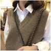 Japanese Style Women's V-neck Knitted Vest - Spring & Autumn Sleeveless Sweater Cardigan
