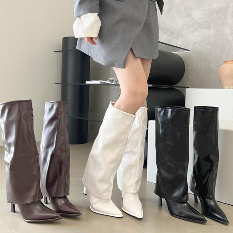 Fashion New Western Cowboy Boots Women Fashion Slip-On Long Pipe Boots Female Sexy Thin High Heel Trend Knee High Botas 2025