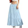 Women's Drawstring High Rise Midi Skirt Tiered Ruffle Maxi Skirt Casual Summer Long Skirt