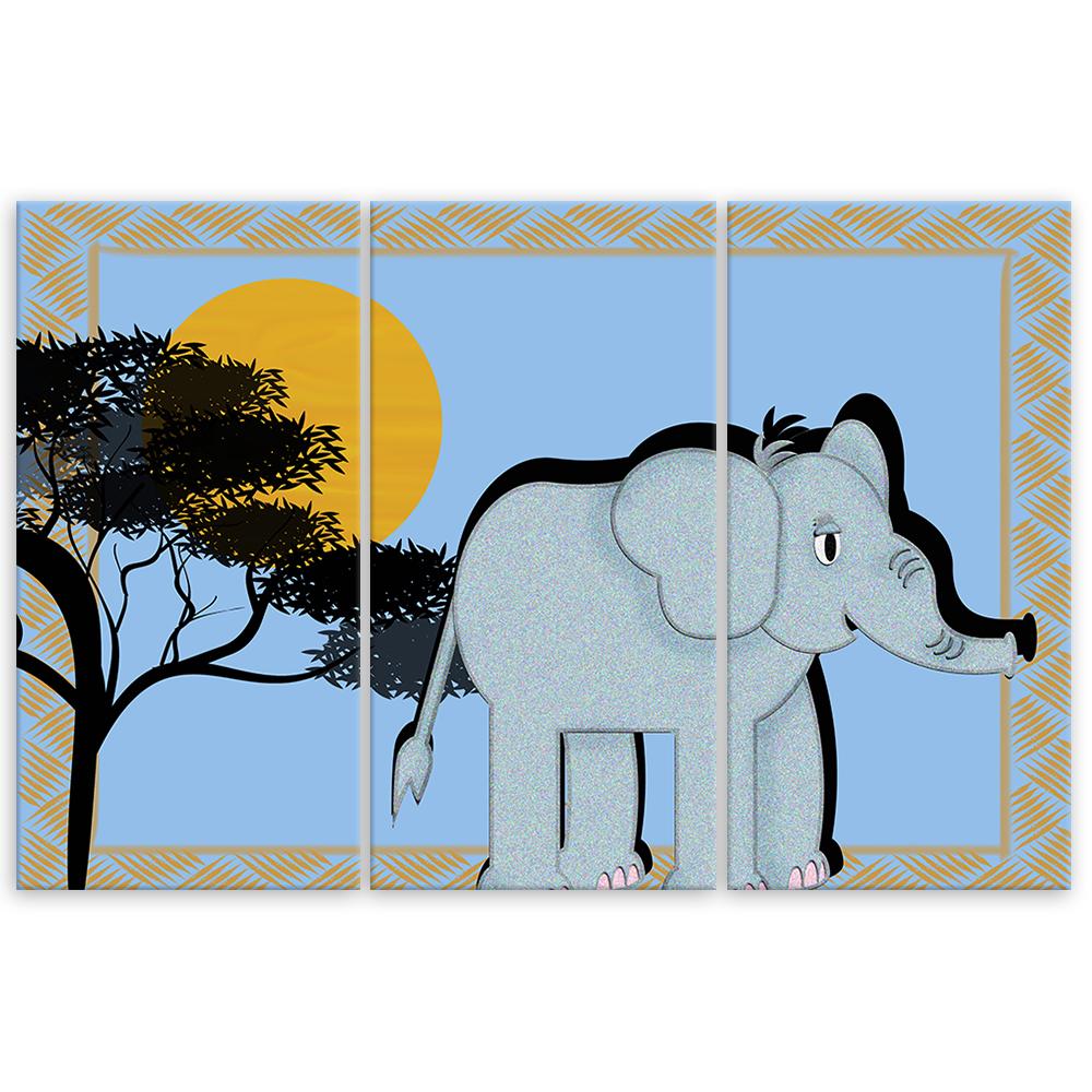 Třídílný obraz na plátně Slon