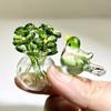 Niedliche Mini-Figur Blume aus Kunstkristall, mundgeblasenes Glas-Bouquet, Sammlerstück, kleines Blumenvasen-Ornament mit Biene/Vogel für Heim- und Büro-Tischdekoration