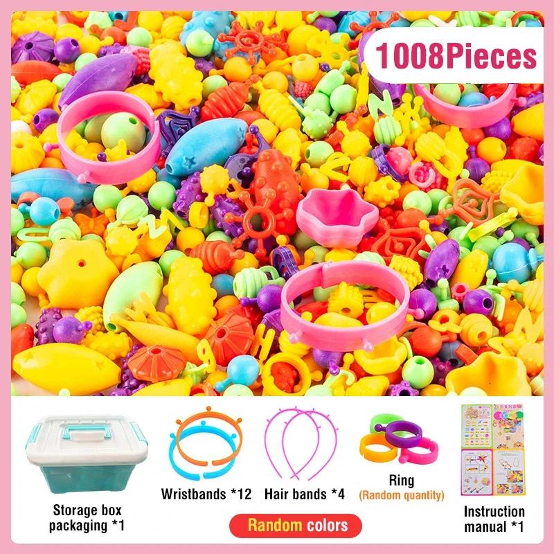1008/508 Pieces Girl Beads Jewelry Making Kit DIY Handmade Toy Accessory Necklace Bracelet Creative Crafts Toys Christmas Gifts