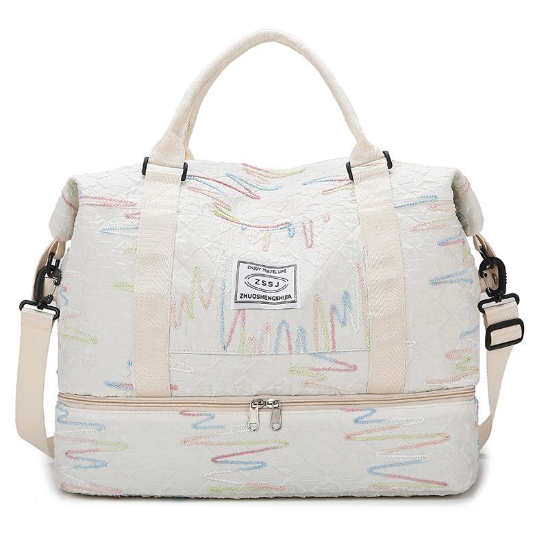 

Дорожная сумка Большая вместительная сумка для хранения раздельных сухих и влажных вещей Сумка для бассейна и спортзала с раздельными сумками для обуви бежевый