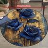 Luxury  Navy Golden  flower Pattern Round Shape Floor Mats Kitchen Hallway Runner Rug Bedroom Living Room Soft Carpet Non-slip Area Rug
