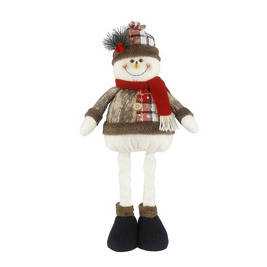 Christmas Doll Pendant Santa Claus Snowman Telescopic Legs Design Plaid Print Xmas Doll Festival
