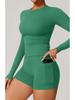 Set Yoga da Donna ad Asciugatura Rapida: Top a maniche lunghe slim fit e pantaloncini con tasche