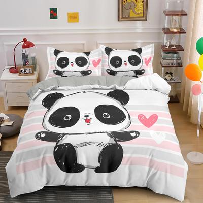 Povlak na přikrývku Panda Roztomilý zvířecí vzor Ložní sada pro děti Chlapci Dívky Kreslený Obří Panda Medvěd Polyesterový Povlak na přikrývku Queen