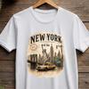 Vintage New York Taxi Skyline T-Shirt | Statue of Liberty, Brooklyn Bridge, New York Shirt, the City That Never Sleeps Shirt
