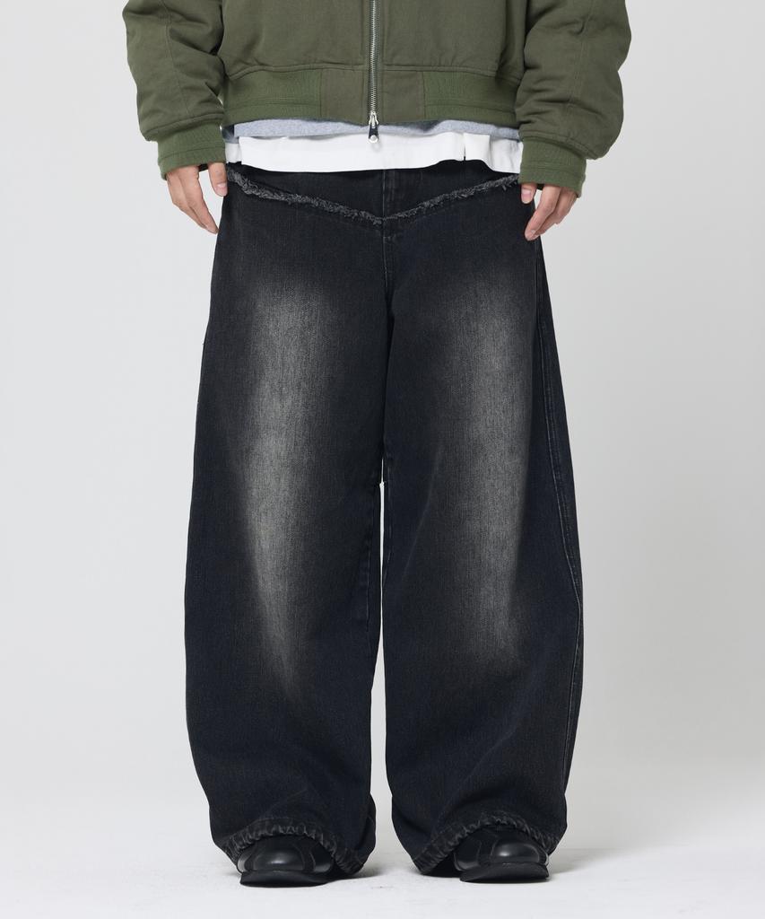 VONVAT Damaged Pocket New Wide Jeans (Black)